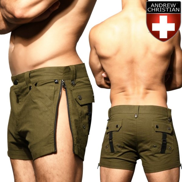 画像1: Andrew Christian【アンドリュークリスチャン】ショートパンツ ハーフパンツ アメカジ ミリタリー ショーツ  アンクリ Capsule Army Shorts 男性用