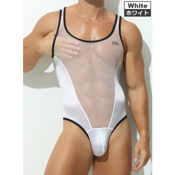 画像10: AeeeYeee メンズ ボディスーツ シングレット レスリングウェア型 Ｔバック メッシュ切り替え セクシーインナー 極薄 シルクタッチ 通気性