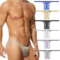 AeeeYeee メンズ Tバック スケ感のメッシュ生地 3D立体ポーチ G-String G-ストリング ローライズ 極薄軽量 極小男性下着