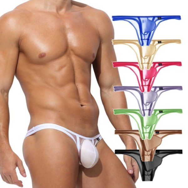 画像1: メンズビキニ メンズブーメランパンツ ビキニパンツ メッシュ シースルー生地 持ち上げ立体ポーチ セクシー彼氏プレゼント 男性下着