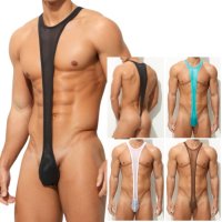 AeeeYeee メンズ シングレット ボディスーツ シースルー 極薄 Tバック 下着 タンク型 シルク肌触り セクシーインナー ルームウェア 撮影用 ステージ衣装 男性下着