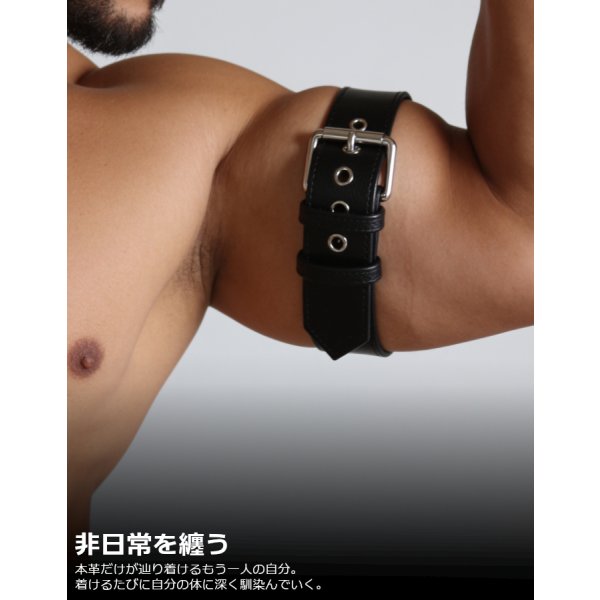 画像3: メンズ アームベルト 本革 レザー アームバンド 腕輪 パンク ロック コスプレ SMBD 拘束 アクセサリー ファッション ステージ衣装 ブラック 牛革