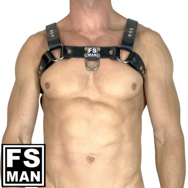 画像1: FS Man【エフエスマン】男性用本革ハーネス Bulldog Black メンズ レザーボンテージ パーティ Gogo Fetish衣装