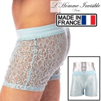 L'Homme Invisible【ロームアンヴィジーブル】 トランクス 男性下着 メンズインナー ルームウェア Fleur d'Ether Blue レース メッシュ ラウンジ・ショーツ