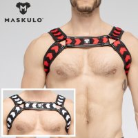 Maskulo【マスクロ】ハーネス メンズ レザー風 フェイクレザー ボンテージ パーティ Gogo 衣装 SKULLA