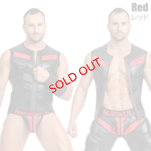 画像6: Maskulo【マスクロ】メンズ ノースリーブ ベスト レザー風 フェイクレザー ラバー ARMORED ZIPPERED VEST