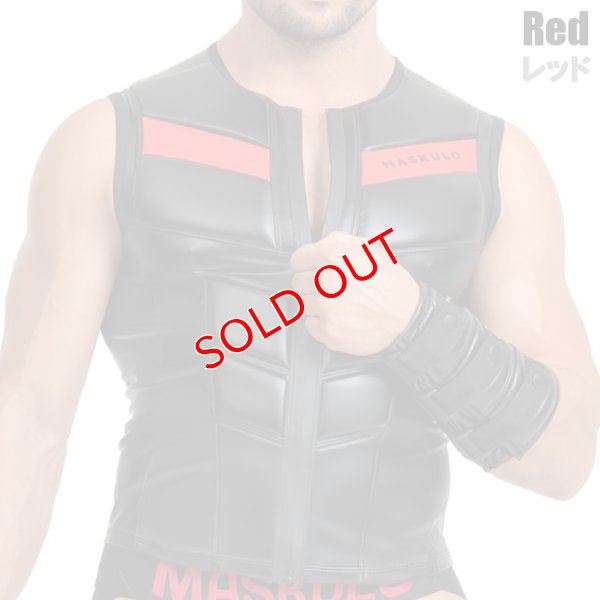 画像7: Maskulo【マスクロ】メンズ ノースリーブ ベスト レザー風 フェイクレザー ラバー ARMORED ZIPPERED VEST