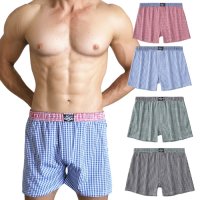 綿・コットン・トランクス メンズ チェック柄 下着 パンツ 肌に優しい やわらか素材 通気性 快適インナー 紳士用 部屋着にも最適(男性下着)
