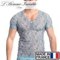 L'Homme Invisible【ロームアンヴィジーブル】男性用高級下着 レース メッシュ Ｔシャツ ルームウェア Icy Tropics