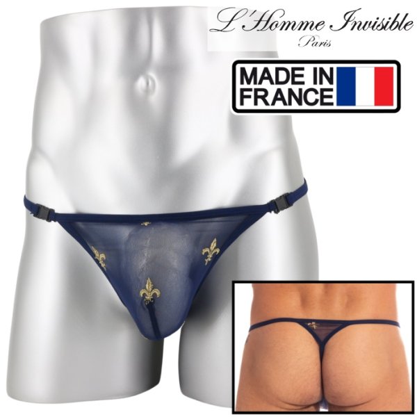 画像1: L'Homme Invisible【ロームアンヴィジーブル】男性用Tバック メンズTバック Gストリング Charlemagne Navy