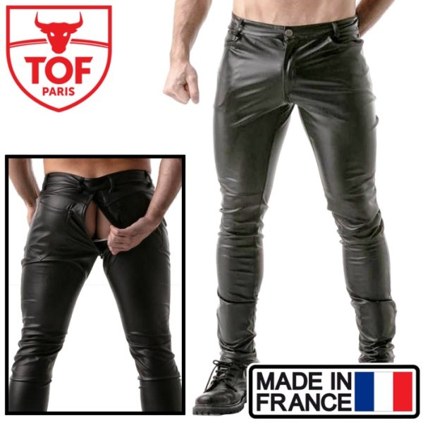 画像1: TOF Paris【TOFパリ】メンズ 合皮レザー風パンツ TOF Paris FETISH FULL ZIP