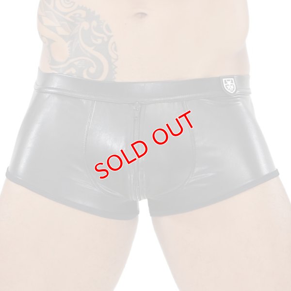 画像4: TOF Paris【TOFパリ】ボクサーパンツ 合皮・フェイクレザージッパー全開ボクサー FETISH FULL-ZIP ブラック