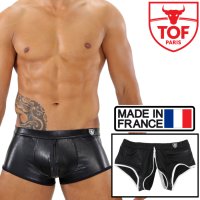 TOF Paris【TOFパリ】ボクサーパンツ 合皮・フェイクレザージッパー全開ボクサー FETISH FULL-ZIP ブラック