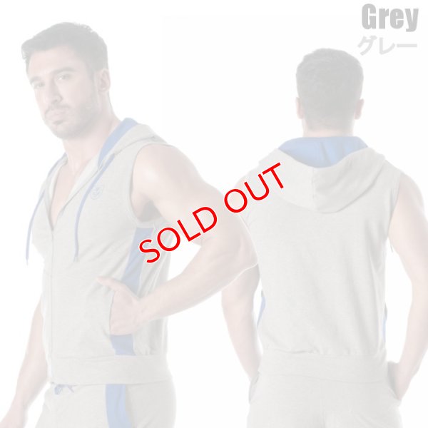 画像3: TOF Paris【TOFパリ】メンズ フート付きスウェット ノースリーブ スポーツウェア カジュアルウェア ZIPPED SLEEVELESS HOODIE