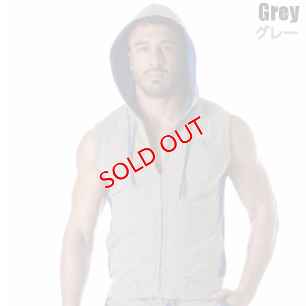 画像4: TOF Paris【TOFパリ】メンズ フート付きスウェット ノースリーブ スポーツウェア カジュアルウェア ZIPPED SLEEVELESS HOODIE