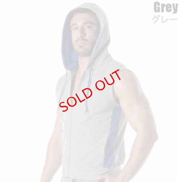 画像5: TOF Paris【TOFパリ】メンズ フート付きスウェット ノースリーブ スポーツウェア カジュアルウェア ZIPPED SLEEVELESS HOODIE
