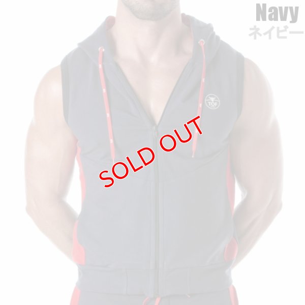 画像7: TOF Paris【TOFパリ】メンズ フート付きスウェット ノースリーブ スポーツウェア カジュアルウェア ZIPPED SLEEVELESS HOODIE
