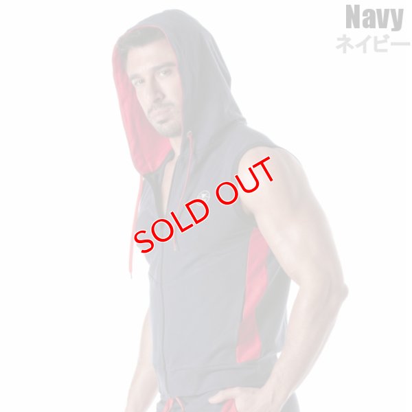 画像9: TOF Paris【TOFパリ】メンズ フート付きスウェット ノースリーブ スポーツウェア カジュアルウェア ZIPPED SLEEVELESS HOODIE