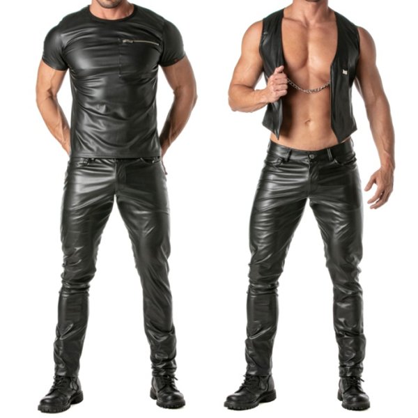 画像7: TOF Paris【TOFパリ】メンズ 合皮パンツ レザー風 フェイクレザー パンツ タイトフィット フランス製 フェチ KINKY パンツ