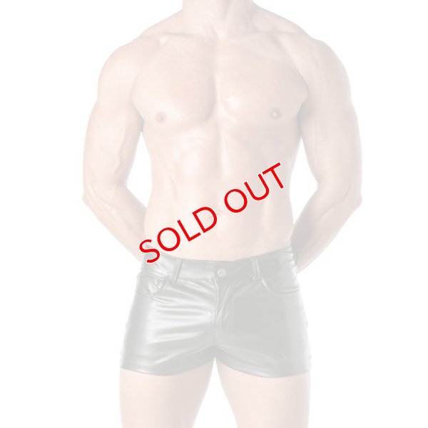 画像3: TOF Paris【TOFパリ】メンズ 合皮ハーフパンツ ハーパン レザー風 フェイクレザー パンツ タイトフィット フランス製 フェチ KINKY ミニ極小ショーツ