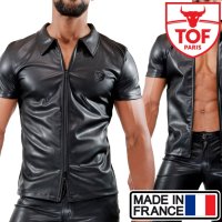 TOF Paris【TOFパリ】メンズ フェティッシュ フェイクレザーポロシャツ フェチ ZIPPED VEST FETISH