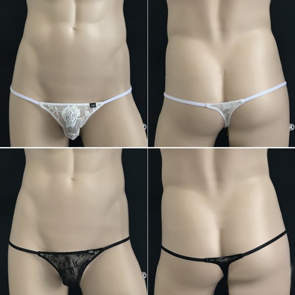 画像13: U.M. 男性下着 メンズTバック 極小レース シースルーTバック Under Moon/アンダームーン