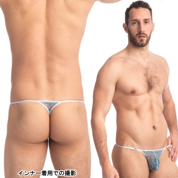 画像2: L'Homme Invisible【ロームアンヴィジーブル】男性用 レース メッシュ Ｔバック Gストリング Icy Tropics