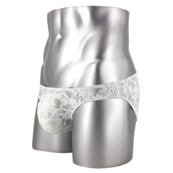 画像4: Homme Invisible【ロームアンヴィジーブル】 ブリーフ メンズブリーフ メッシュ シースルー メンズローライズブリーフ ブリーフパンツ メンズ下着 メンズビキニ White Lotus レース メッシュ ビキニブリーフ 男性下着