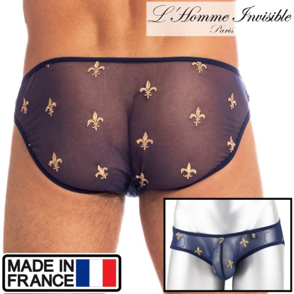 画像1: L'Homme Invisible【ロームアンヴィジーブル】 Charlemagne Navy ビキニブリーフ