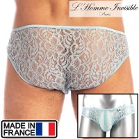 L'Homme Invisible【ロームアンヴィジーブル】 Fleur d'Ether Blue レース メッシュ ローライズ ビキニブリーフ 男性下着(hw30-fdee-021)