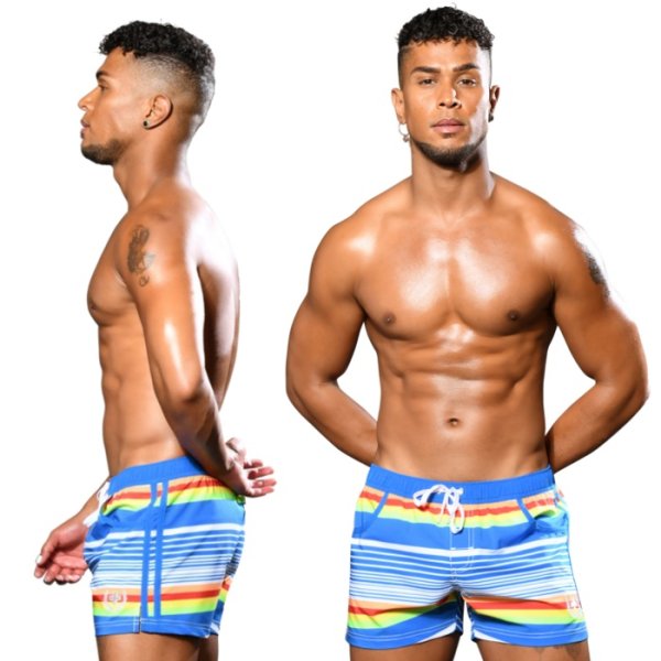 画像2: Andrew Christian【アンドリュークリスチャン】メンズ水着 海パン ブランド ショート丈 スイムショーツ Retro Stripe (2)