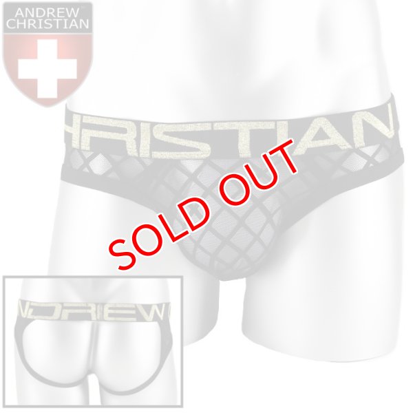 画像1: 【アンドリュークリスチャン】Lattice Lace Sheer Frame Almost Nakedジョックストラップケツ割れ ケツ割れ (1)