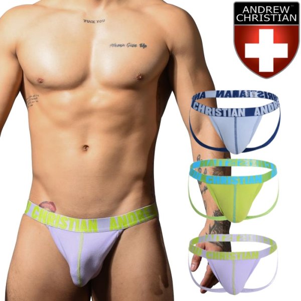 画像1: Andrew Christian【アンドリュークリスチャン】ジョックストラップ ケツ割れ ケツワレ メンズ下着 アンクリ ALMOST NAKED Happyジョックストラップ (1)