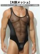 画像2: AeeeYeee メンズ ボディスーツ シングレット レスリングウェア型 Ｔバック メッシュ切り替え セクシーインナー 極薄 シルクタッチ 通気性 (2)