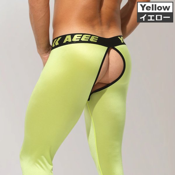 画像8: AeeeYeee メンズ タイツ オープンヒップ フロントポーチ取り外し可 シースルー 穴あき 極薄 レギンス 2way シルク肌触り セクシー インナー 全5色 (8)