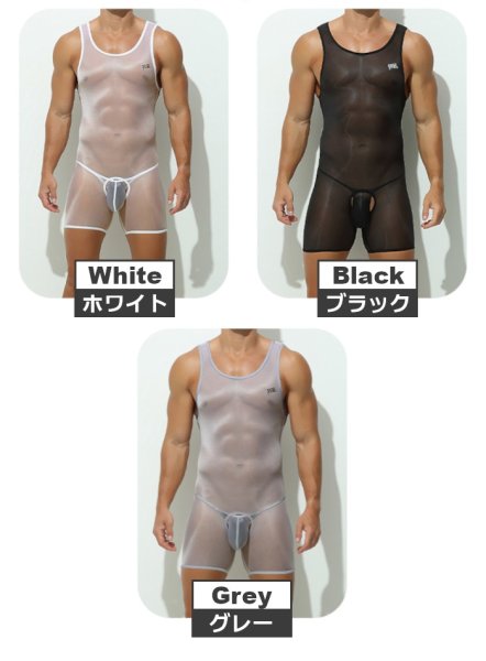 画像11: AeeeYeee メンズ ボディスーツ シースルー ストレッチ インナー セクシー 極薄 シルク肌触り ルームウェア 男性下着 (11)