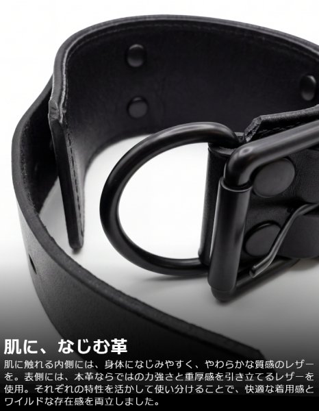 画像5: 本革 リストバンド ワイド幅 メンズ レザー ブレスレット 牛革 太め バングル パンク ロック コスプレ フェティッシュ ステージ衣装 SMBD (5)