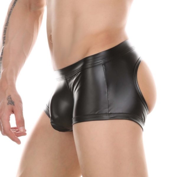 画像3: レザー風 Oバック ボクサーパンツ メンズ ローライズボクサーパンツ メンズ フェイクレザー 合皮 ボクサー (3)