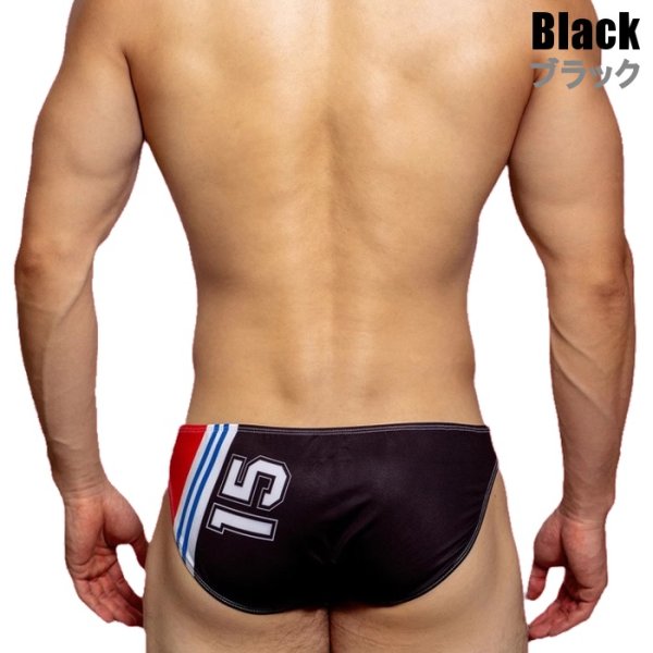 画像4: DM【ディーエム】メンズビキニパンツ ローライズ スポーティ ナンバリング ビキニ 男性用 (男性下着dm3059) (4)