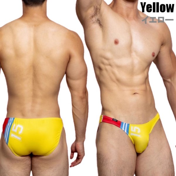 画像11: DM【ディーエム】メンズビキニパンツ ローライズ スポーティ ナンバリング ビキニ 男性用 (男性下着dm3059) (11)