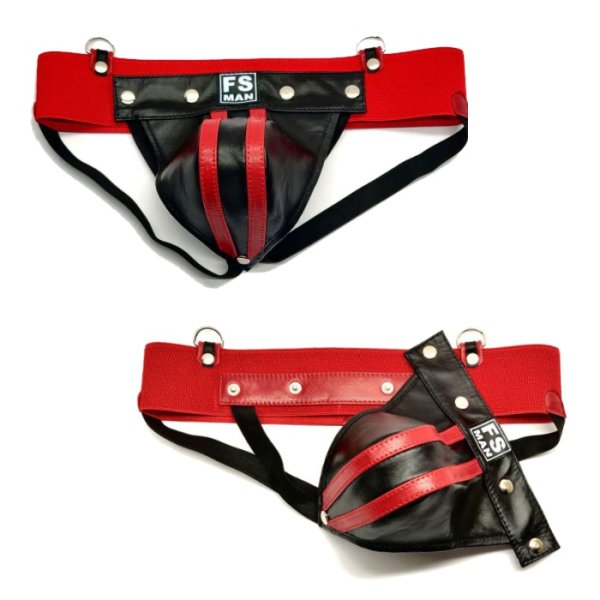 画像6: FS Man【エフエスマン】男性用本革ジョックストラップ ケツワレ ケツ割れ  Elastic Band Red (6)