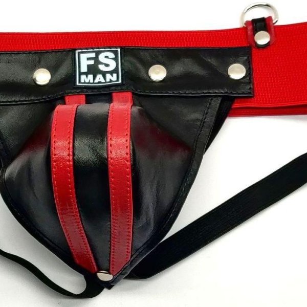 画像10: FS Man【エフエスマン】男性用本革ジョックストラップ ケツワレ ケツ割れ  Elastic Band Red (10)