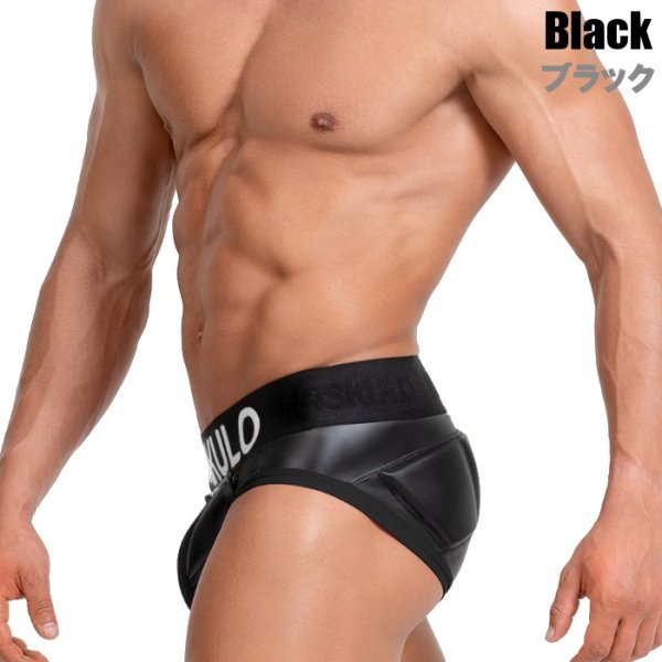 画像4: Maskulo【マスクロ】メンズ レザー風 フェイクレザー ラバー 男性下着 ARMORED ヒップパッド付き リフトアップブリーフ (4)