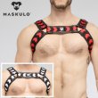 画像1: Maskulo【マスクロ】ハーネス メンズ レザー風 フェイクレザー ボンテージ パーティ Gogo 衣装 SKULLA (1)