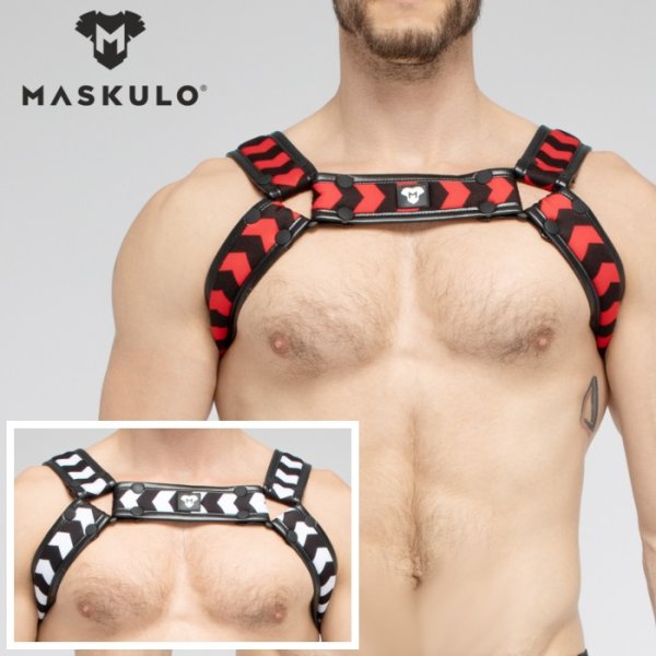 画像1: Maskulo【マスクロ】ハーネス メンズ レザー風 フェイクレザー ボンテージ パーティ Gogo 衣装 SKULLA (1)