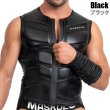 画像3: Maskulo【マスクロ】メンズ ノースリーブ ベスト レザー風 フェイクレザー ラバー ARMORED ZIPPERED VEST (3)