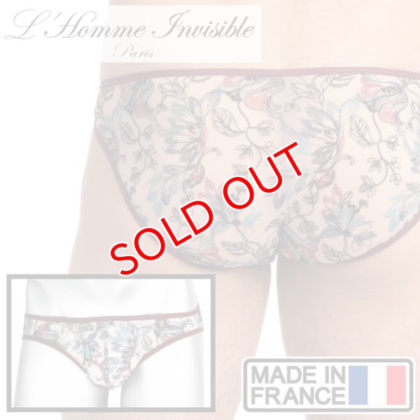 画像1: L'Homme Invisible【ロームアンヴィジーブル】 Fleurs de Peau レース メッシュ ビキニブリーフ (1)