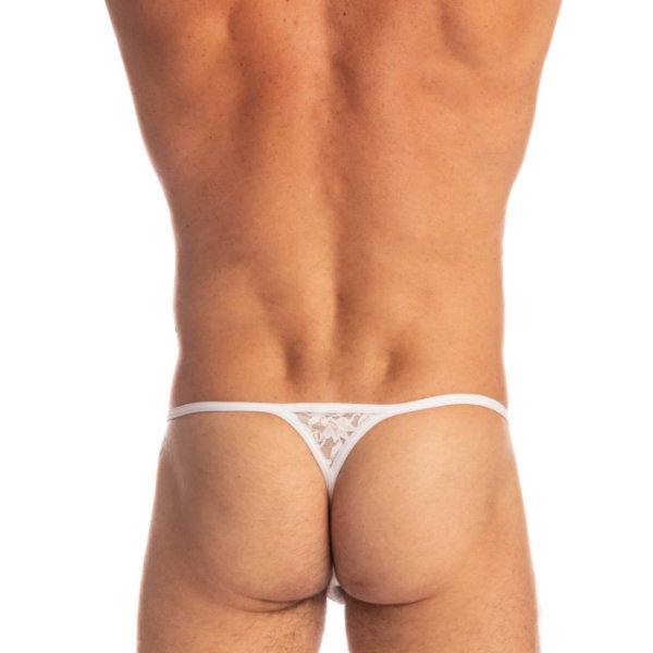 画像2: L'Homme Invisible【ロームアンヴィジーブル】 メンズTバック 男性用Tバック 男性Gストリング G-string White Lotus レース メッシュ Tバック 男性下着 (my83-lot-002) (2)