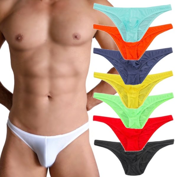 画像1: メンズビキニ メンズ ブーメランパンツ ハーフバック ビキニパンツ 立体ポーチ 極薄生地 彼氏プレゼント 男性下着 (1)