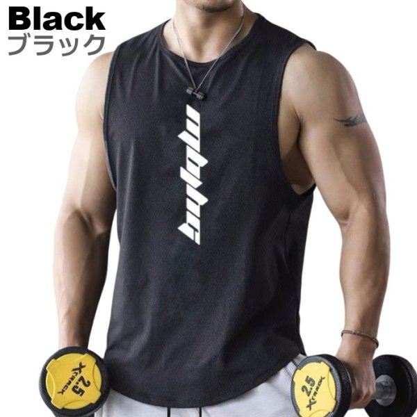 画像2: メンズタンクトップ ノースリーブ スポーツウェア ジムウェア カジュアルウェア ルームウェア ウエイトトレーニングウェア (2)
